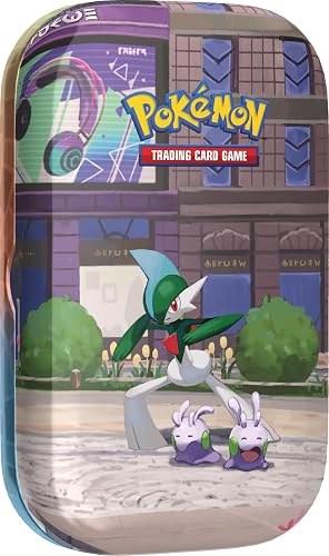 Pokémon: Minilata Ciudad Luminalia: Gallade y Goomy de JCC Pokémon (2 Sobres de Mejora, 1 Tarjeta ilustrada y 1 Pegatina)