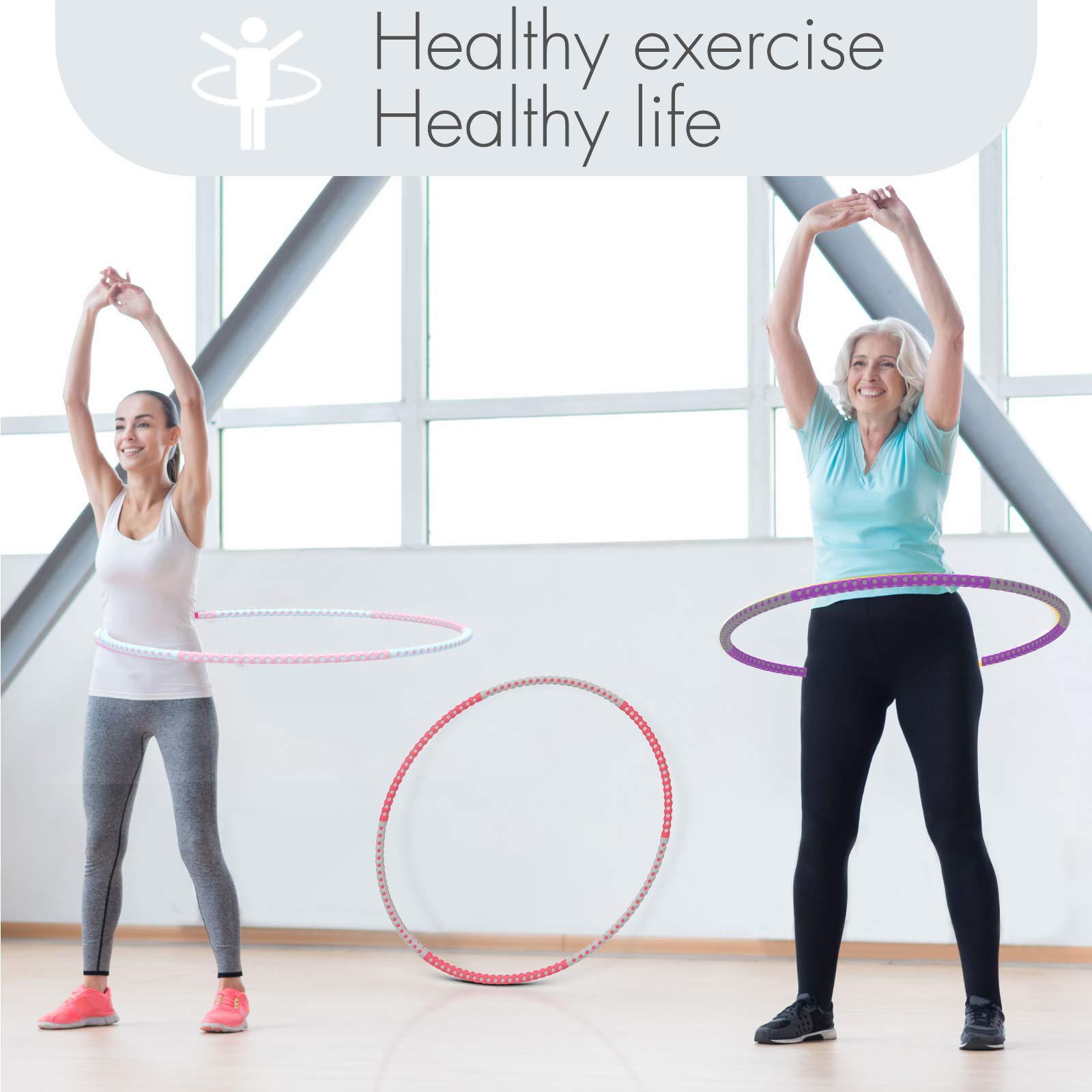 Sportout Fitness Hula Hoop Reifen Erwachsene (Rot-Grau)