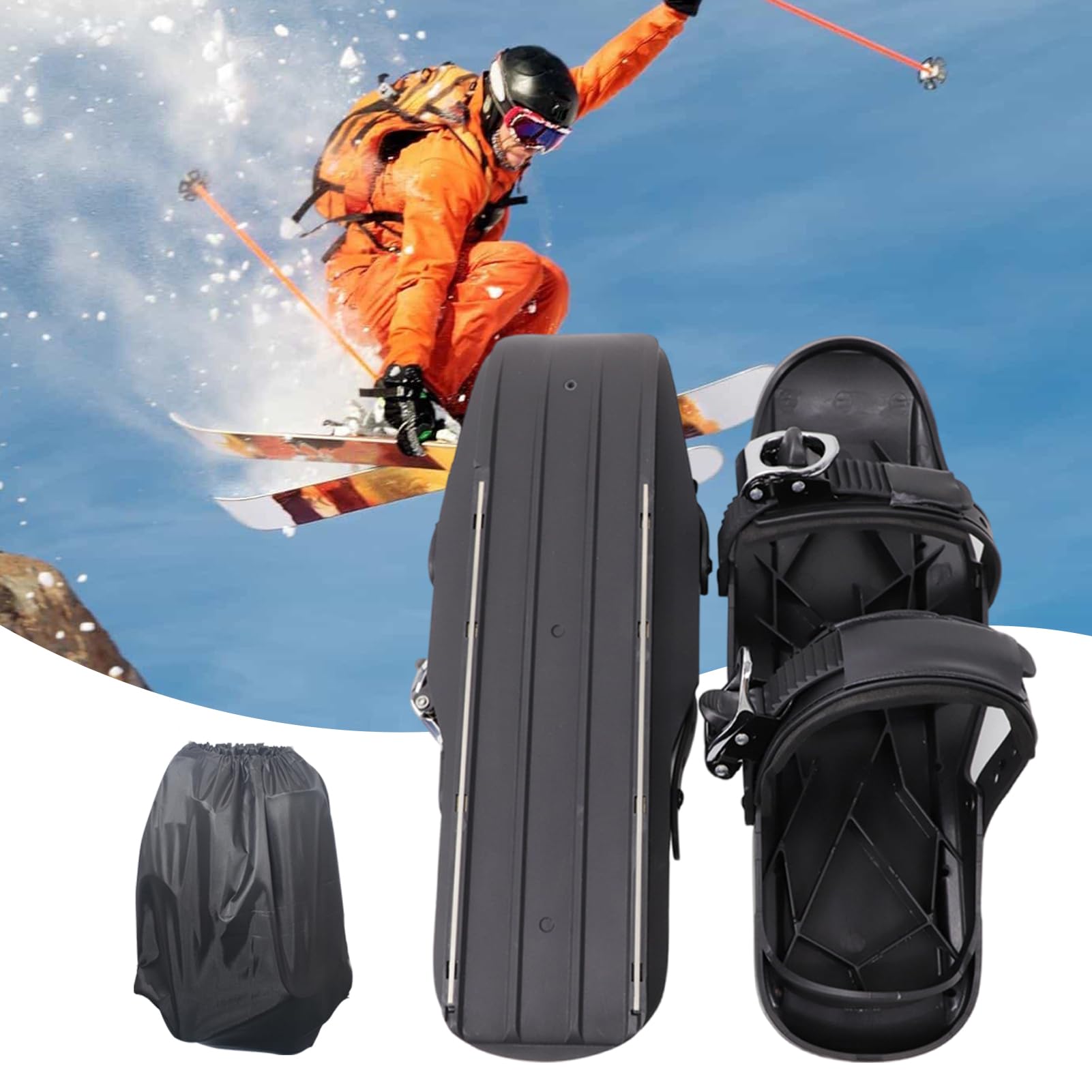 MiniKurzski Skates Für Den Schnee,rutschfeste Ski-Werkzeuge Mit Tragetasche, Größe 35-48 EUR Kurzski, Leichte, Kompakte Ski-Skates Für Skipartys Für Erwachsene Und Kinder