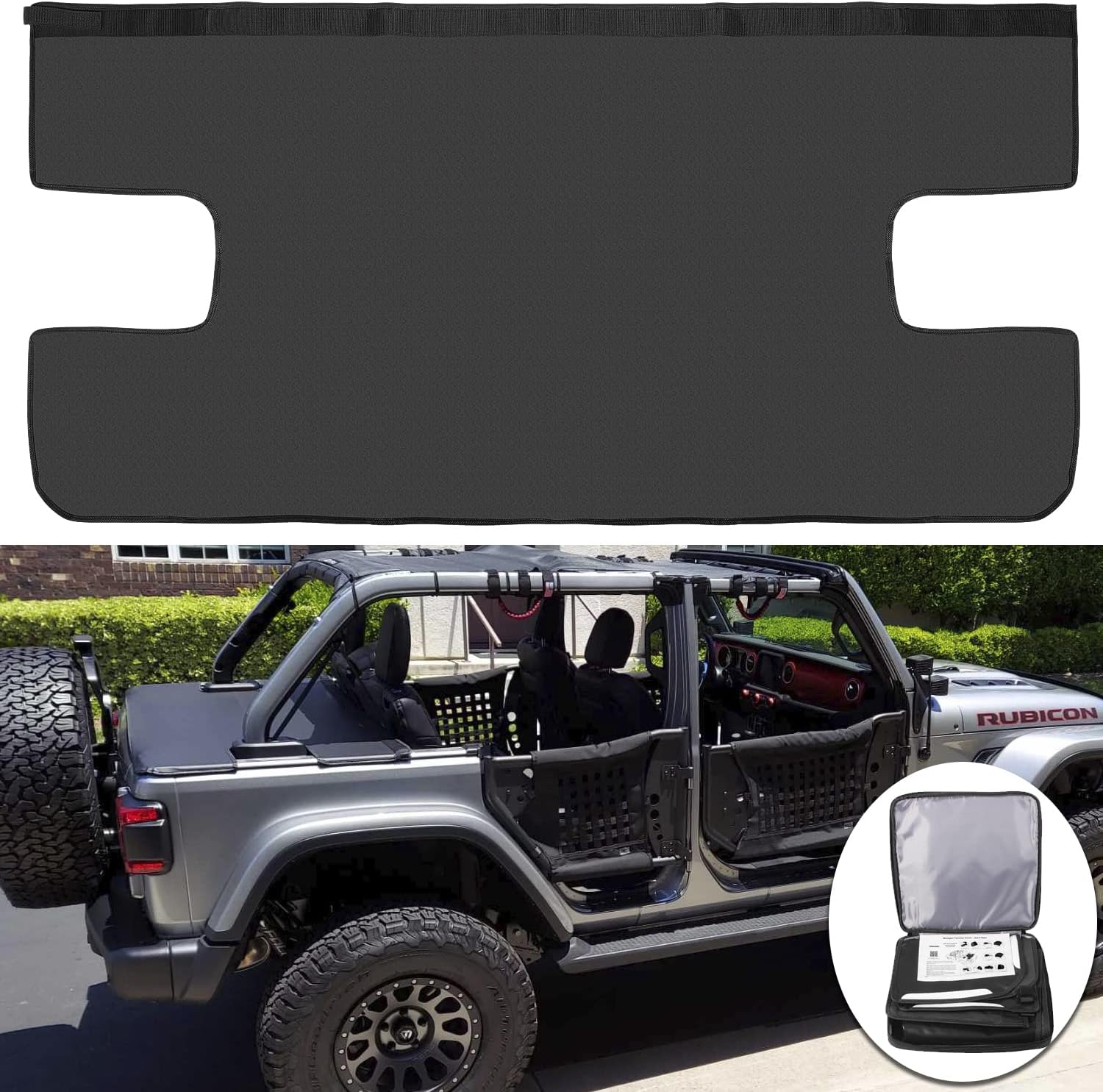 Upgraded Cargo Cover Tonneau Cover for 2018-2022 Jeep Wrangler JL Unlimited & Jeep Gladiator JT 4-Door Rear Trunk Tailgate Ton Cover Security Shade Shield Anti-Peeping Luggage Privacy Screen (Black)