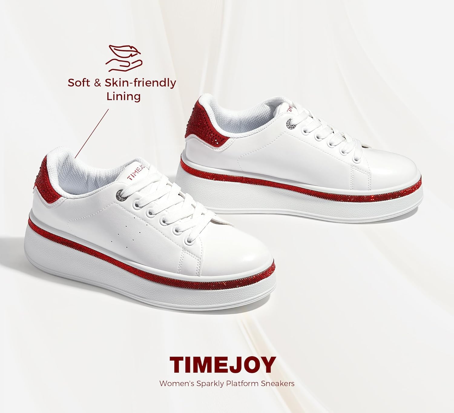 Women's Sparkly Platform Sneakers Casual Shoes with Glitter Accents & 2-Inch Thick Non-Slip Sole for Streetwear, Everyday Shine - Image 6