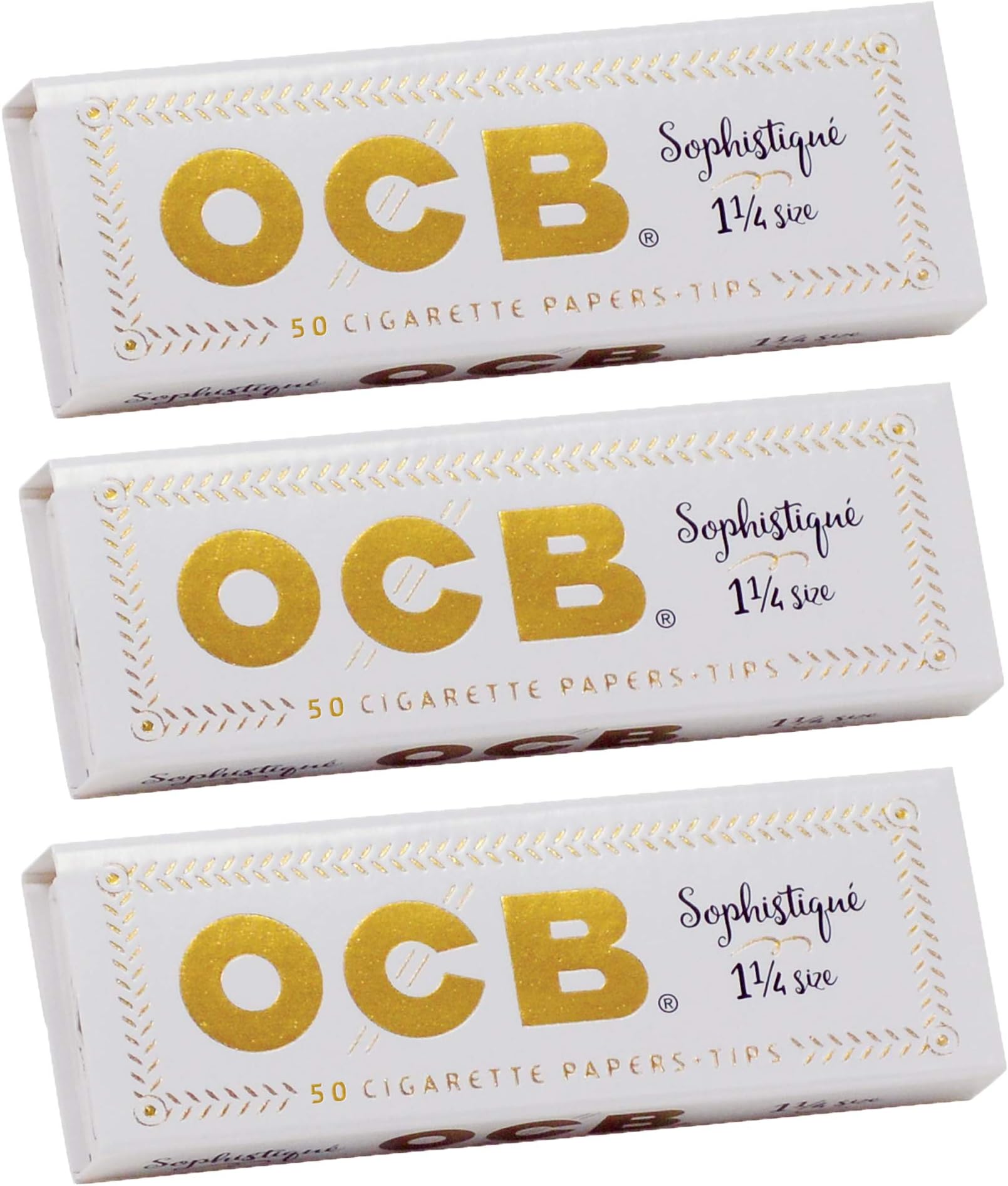 OCB Sophistique 1 1/4 Rolling Paper & Tips - 3 Packs - 50 Papers/Tips Each