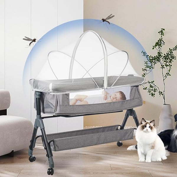 Housse de couffin – Filet anti-moustiques pliable, anti-chute, filet Mosquiito universel pour lit de voyage | Fermeture éclair silencieuse pour lit, lit, lit, lit, poussette, jeu pour tout-petits - 3