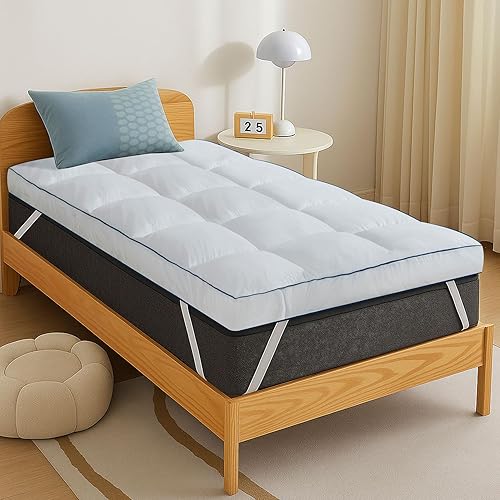 QUEEN ROSE Cubrecolchón Tamaño Individual, Almohadilla de Colchón Extra Gruesa con Parte Superior de Almohada, Caja Deflectora Suave Sobrellena con