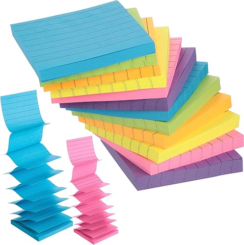 Yexiya 12 blocs de notas adhesivas emergentes de 3 x 3 con forro de colores brillantes, poste autoadhesivo para oficina Shool Home
