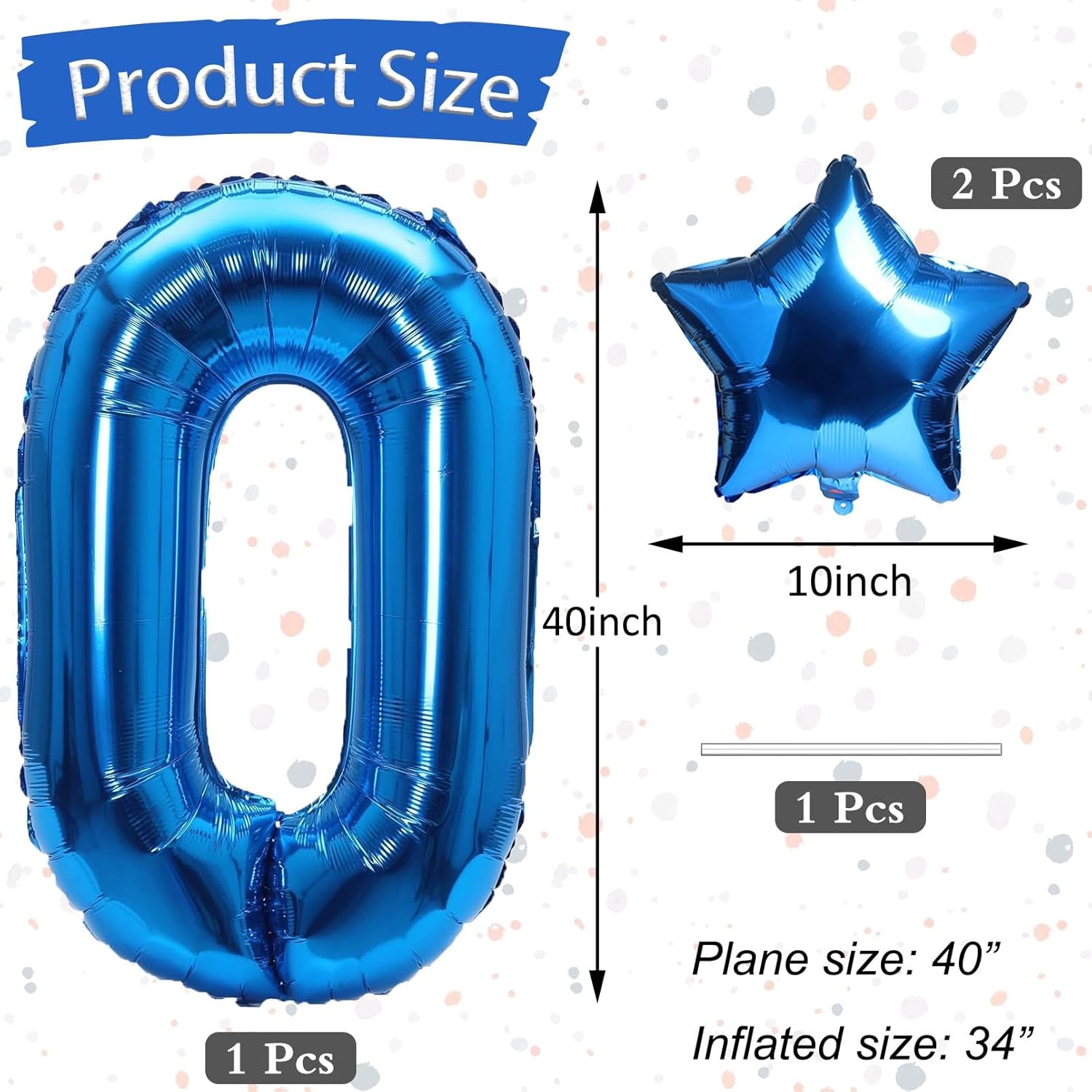 40 inch Navy Blue Big Size Number Foil Helium Balloons 0-9 and 2 pc 10" Star balloon for Birthday Party Anniversary Celebration Decoration Large globos(40inch-Blue-0)