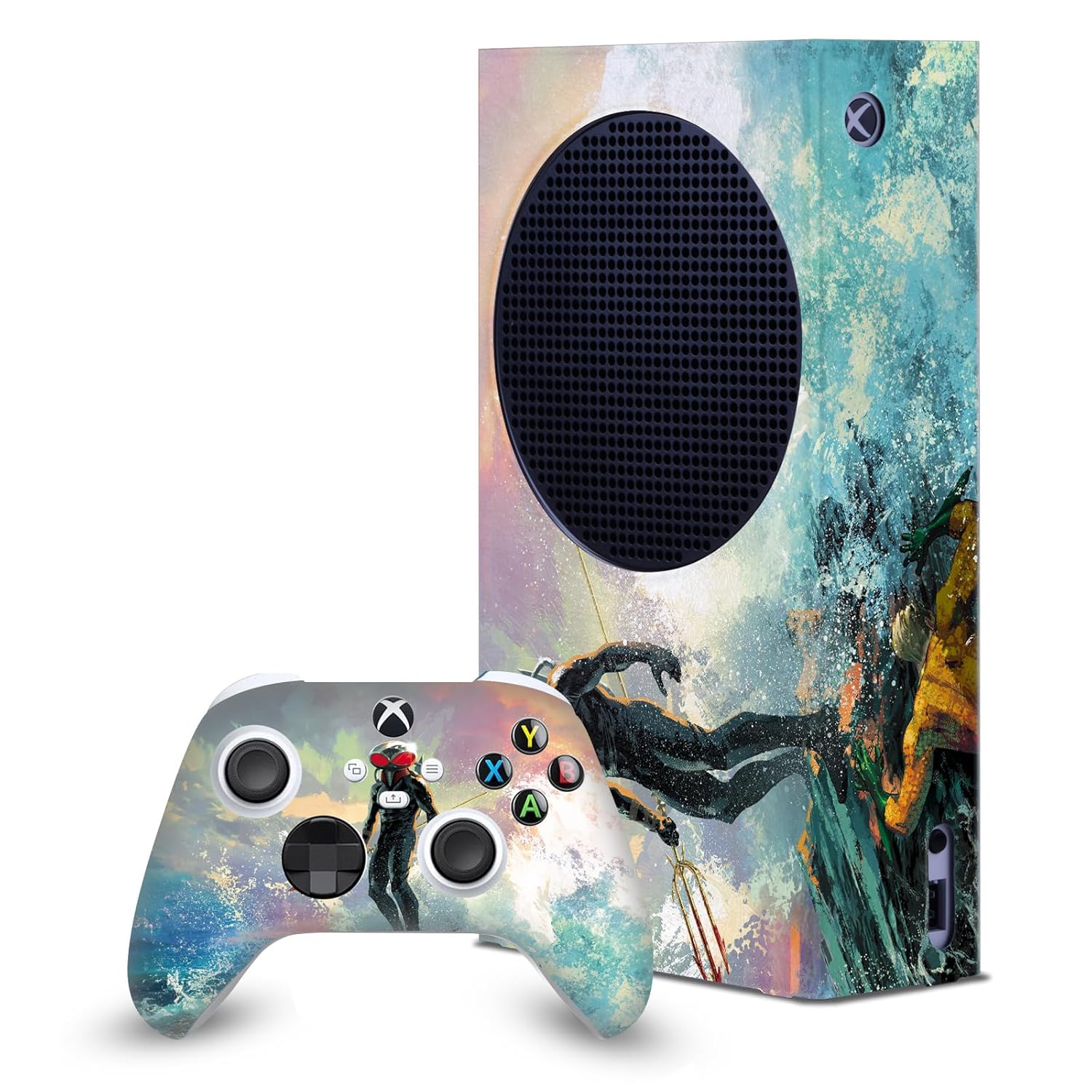 Head Case Designs Officially Licensed Aquaman DC Comics Black Manta Painting Comic Book Cover Game Console Wrap and Controller Skin Compatible With Xbox Series S Console & Controller Bundle