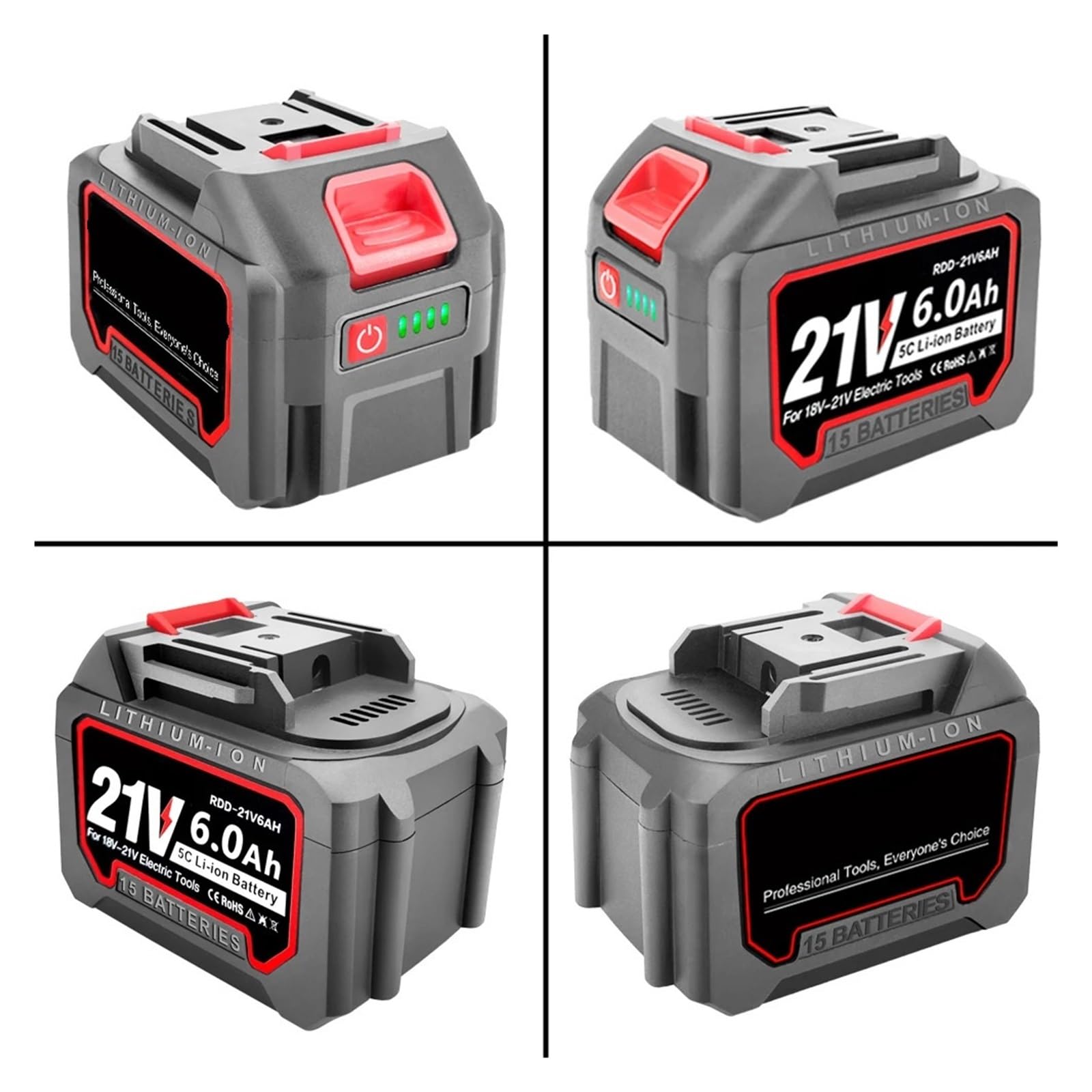 Batteria Ricaricabile Agli Ioni Di Litio Da 2,0 Ah 4,0 Ah 6,0 Ah, Compatibile Con Makita, Batteria Sostitutiva For Utensili Elettrici Con Display Di Alimentazione 18 V 21 V(2000mah Battery)