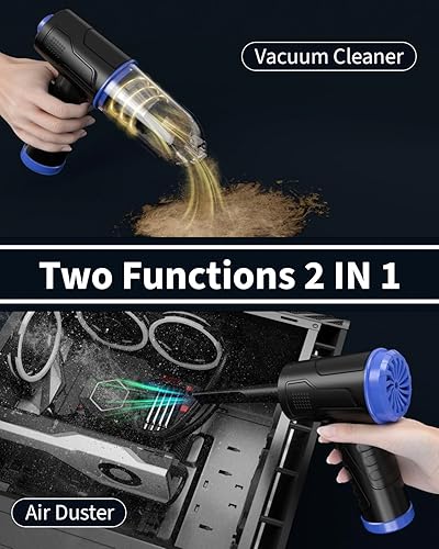 Miniatura 10 de Potente plumero de aire comprimido para limpieza profunda, reemplaza el aire comprimido, sin plumero de aire enlatado, limpiador de teclado,