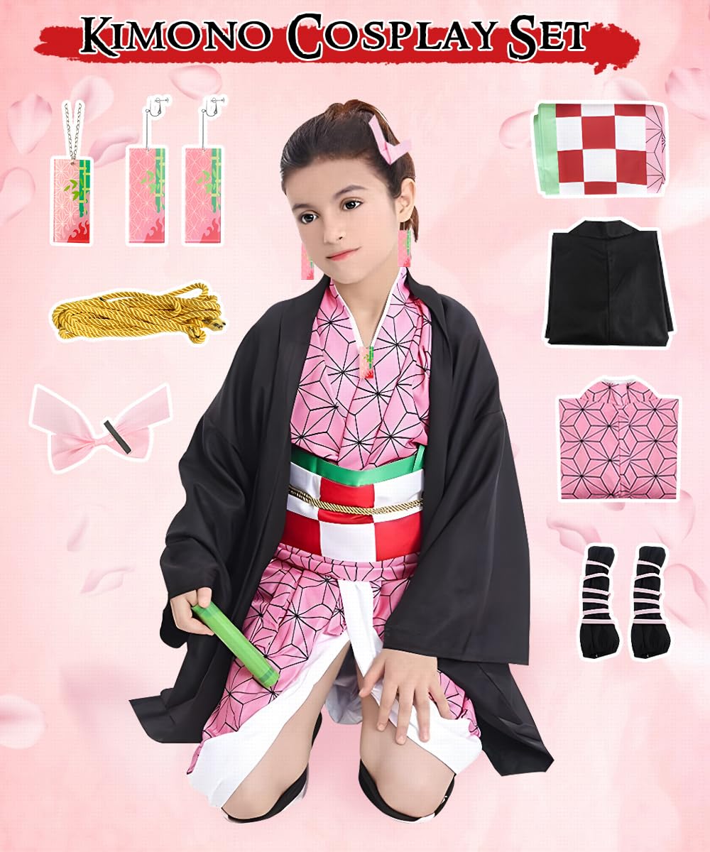 Anime Kimono Cosplay, Japanisches Kostüm Set, Kimono Cape Ensemble, Geschenk für Erwachsener, Japanisches Kostüm für Karneval Halloween Weihnachten