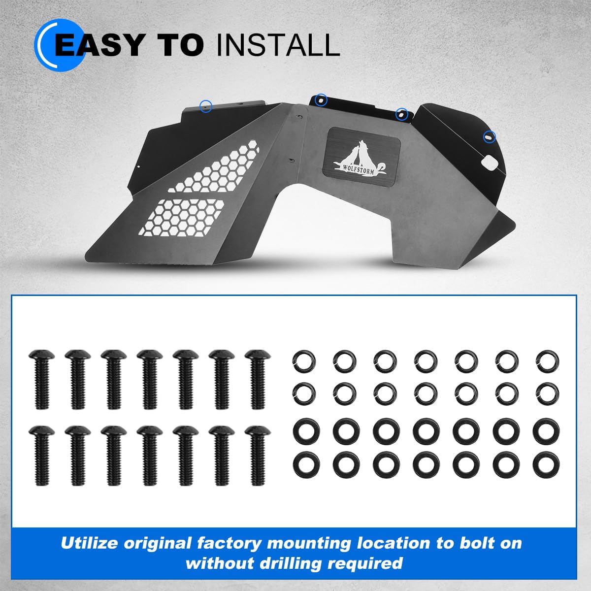 WOLFSTORM Front Inner Fender Liners Fit For 2007-2018 Jeep Wrangler JK/JKU 2018-2022 Jeep Wrangler JL/JLU 2/4-Doors