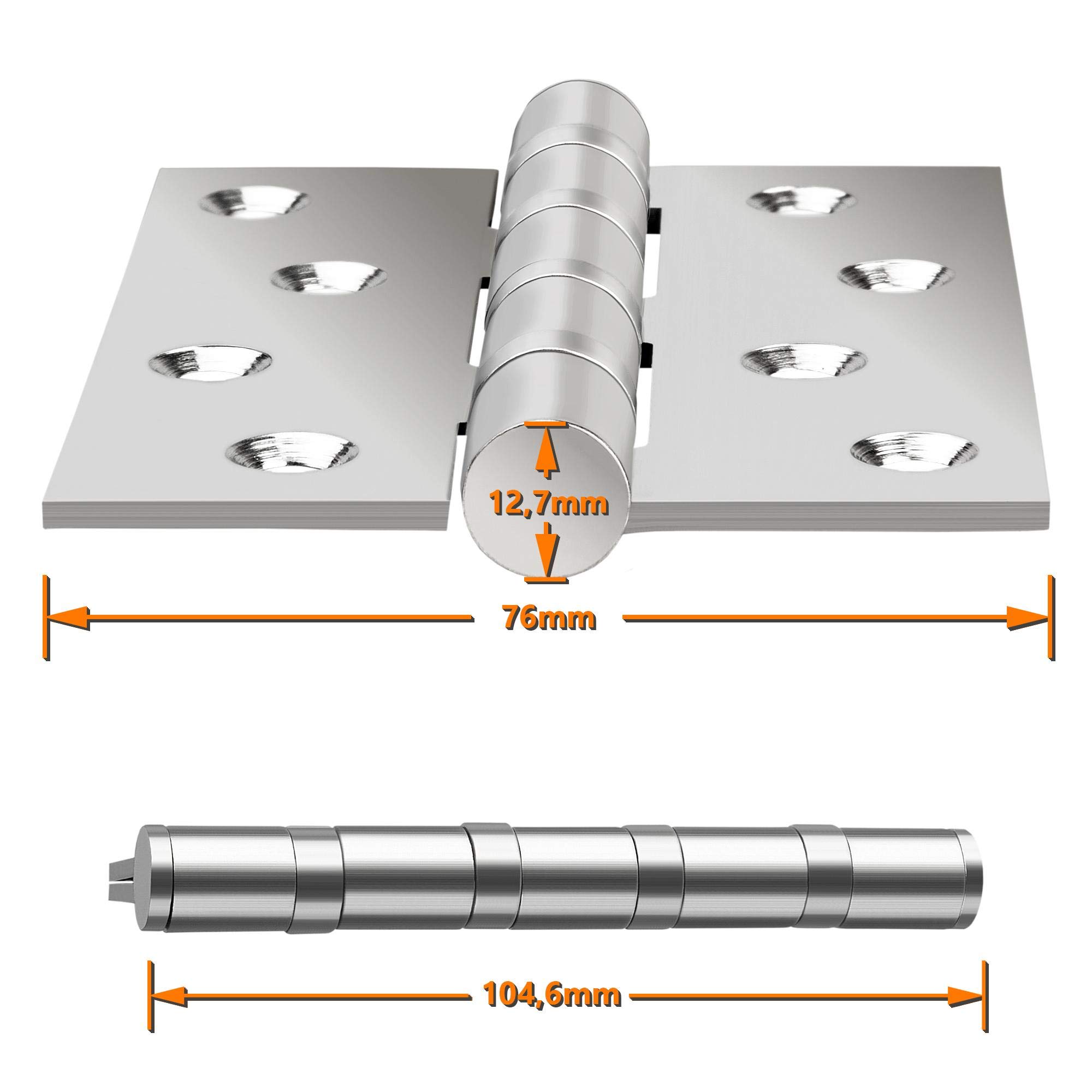 ECENCE Cerniere per legno in acciaio inox 201 - Set da 2 pezzi - Argento - Cardini con cuscinetti a sfera e 4 punti di contatto - Per porte e ante