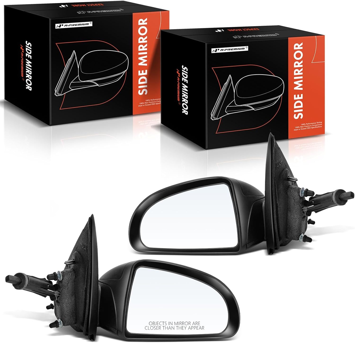 A-Premium Pair (2) Driver and Passenger Side Manual Door Mirror - Compatible with Chevrolet Cobalt 2005-2010 - Non-Heated Manual Folding Black Outside Rear View Mirror - Replace# 15299346