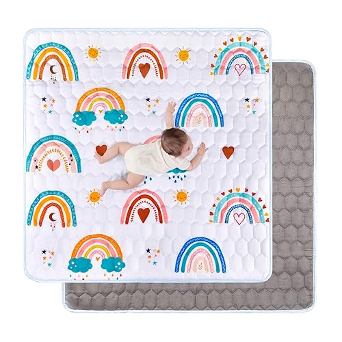 KIDFRID Alfombrillas de juego prémium para bebé, tapete de juego de 50 x 50 pulgadas para corral de juegos, tapetes de juego inodoros para bebés y