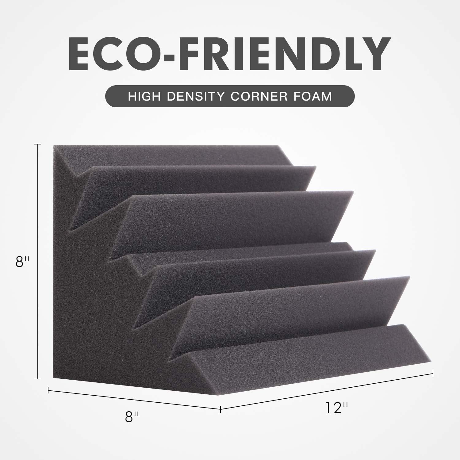 8 Pack - Bass Traps Acoustic Foam Corner, 8''x8''x12'' Black Bass Traps Corner Studio Foam, High Density and Fire-Proof Acoustic Panels Recording Studio Acoustical Treatments 8" x 8" x 12"-8 Pack (No Adhesive) Black