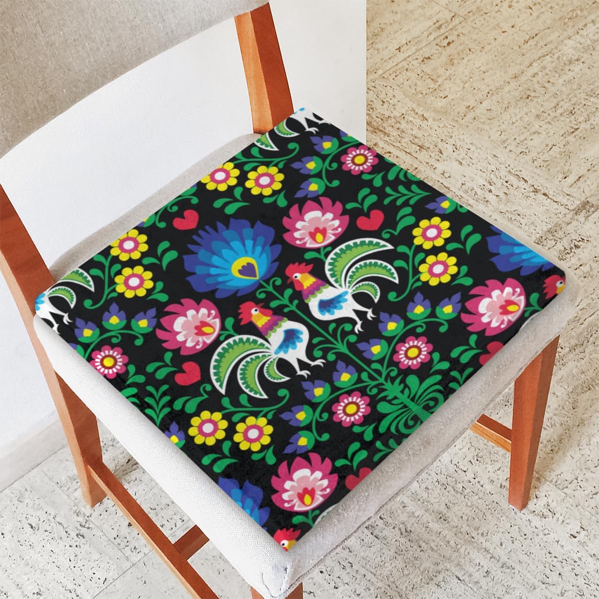 KOBLEN Chicken Amusing Texture Kitchen Chair Cushion Seat Cushion with Foam Padding Comfortable Pad for Dining Office Room Chairs, 16"x16", 1 Pack