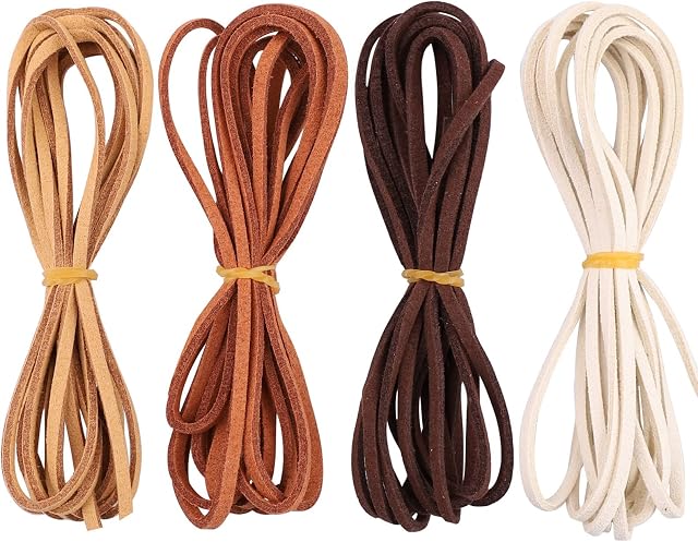 8.7 Yards Leather Cord String, Suede Leather Cord Flat Leather Rope for Jewelry Necklace Making Beading Thread DIY Crafts (3mm x 8m)