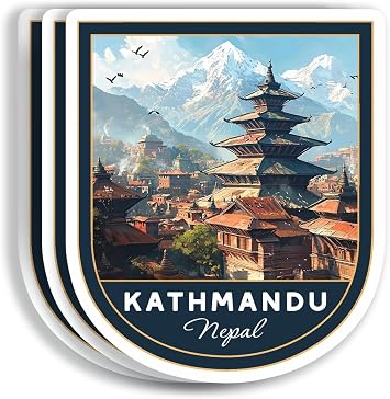 3 Pcs 3X3 Kathmandu Nepal Stickers - Kathmandu Travel Sticker - Nepal Travel Gift - Kathmandu Souvenir - Decals for Luggage - Suitcase - Scrapbook - Laptop - Water Bottle