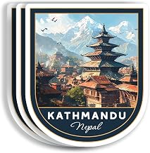 (3 Pcs 3X3) Kathmandu Nepal Stickers - Kathmandu Travel Sticker - Nepal Travel Gift - Kathmandu Souvenir - Decals for Luggage - Suitcase - Scrapbook - Laptop - Water Bottle