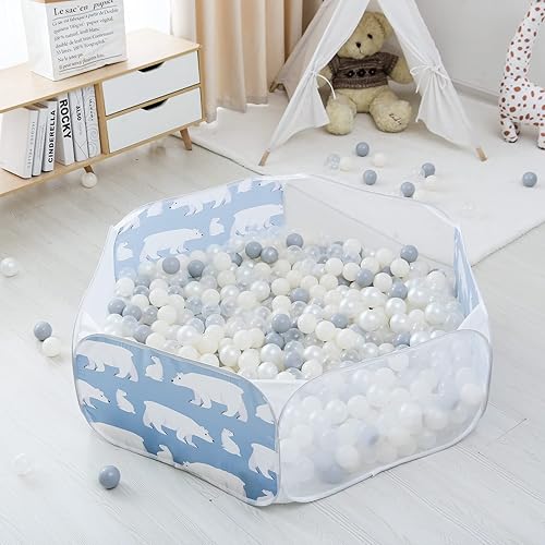 Miniatura 9 de Tienda de campaña grande para niños y niñas, para interiores y exteriores, con bolsa de transporte, pelotas no incluidas (oso)