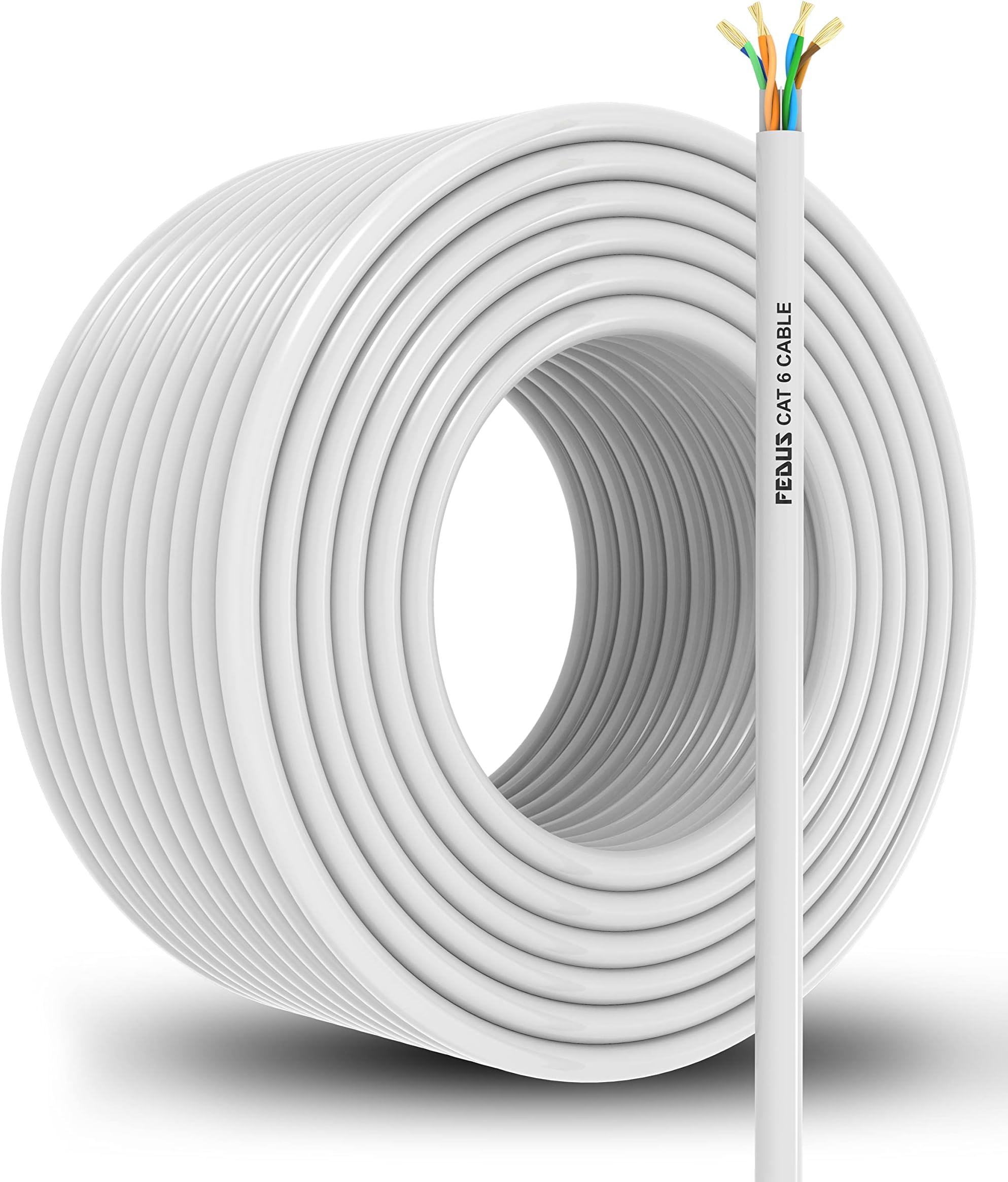 FEDUS Cat6 Ethernet Cable, 100 Meter High Speed 550MHZ / 10 Gigabit Speed UTP LAN Cable, Internet Cable RJ45 Cable LAN Wire, Patch Computer Cord Gigabit Category 6 Wires for Modem,Router