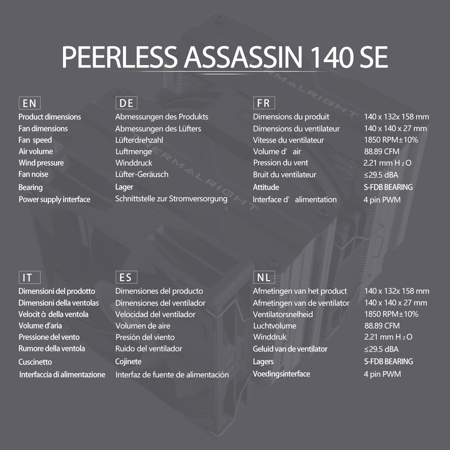TR-Thermalright Peerless Assassin 140 SE CPU, Dual Tower e ventola con heatpipes da 6 x 6 mm, ventola PWM da 120 mm con 1850 RPM, per AM5/AM4, Intel LGA1851/1700/1150/1151/1200