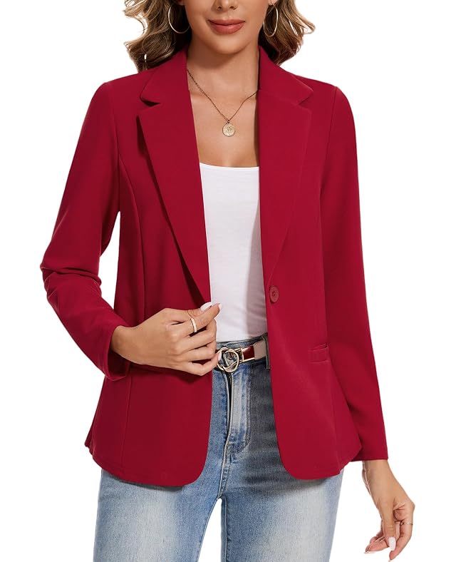 MINTLIMIT Blazers for Women Long Sleeve Button Front Blazer Lapel Business Casual Work Office Suit Jackets with Pockets