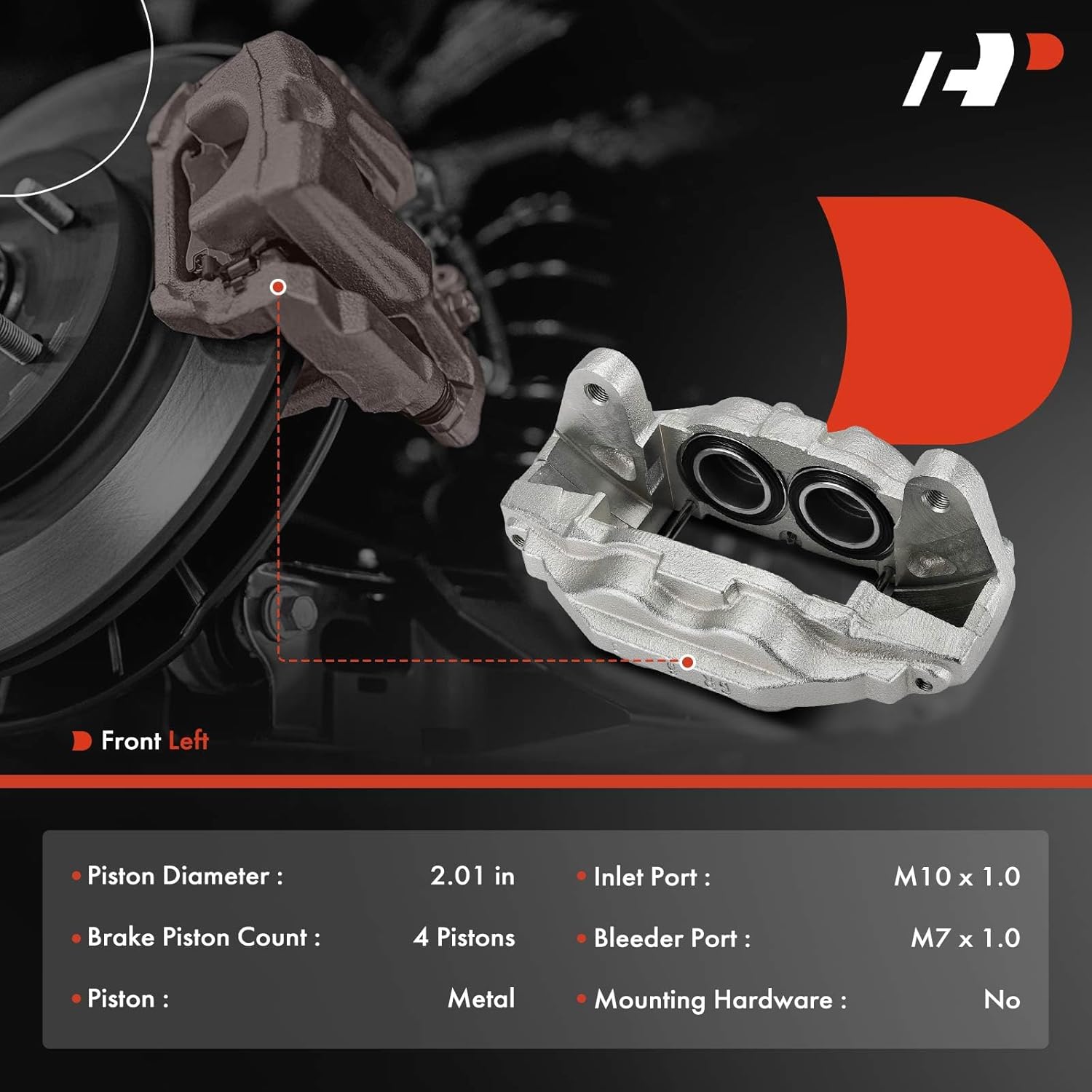 A-Premium Disc Brake Caliper Assembly Compatible with Select Toyota Models - Sequoia 2016-2020 5.7L, Tundra 2016-2019 4.6L 2016-2020 5.7L - Front Left Driver Side