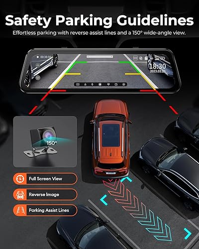 Miniatura 5 de LINGDU Cámara de espejo retrovisor LD2K WiFi, cámara de tablero de espejo de 2.5K frontal y trasera, pantalla táctil completa de 10 pulgadas, cámara