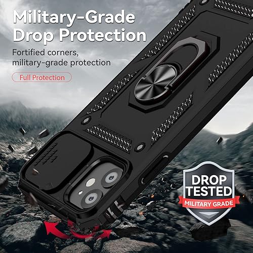 Miniatura 5 de SunStory Funda para iPhone 11 con protector de pantalla HD, cubierta de cámara deslizante y soporte de anillo giratorio, grado militar para iPhone