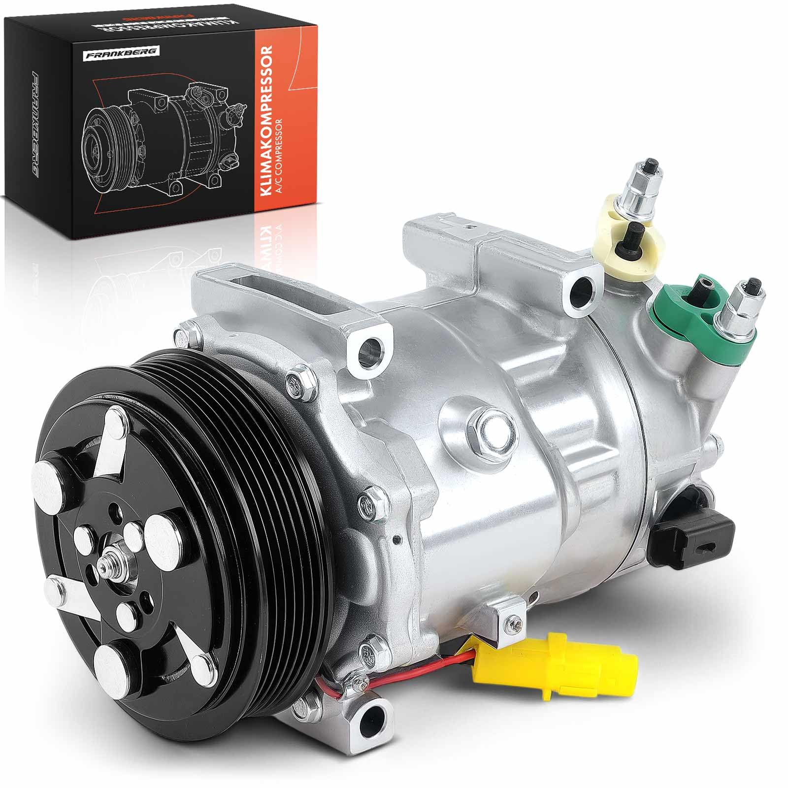 Frankberg Compressore aria condizionata con frizione Benzina Compatibile con C3 II SC Berlingo B9 3008 0U 307 308 9651911480, compreso l'olio preconfezionato