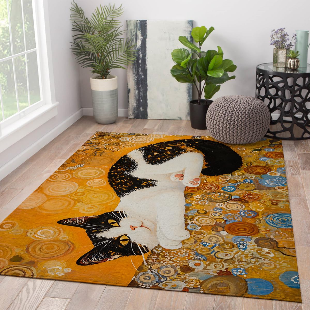 Tapis de style vintage art classique motif chat esthétique