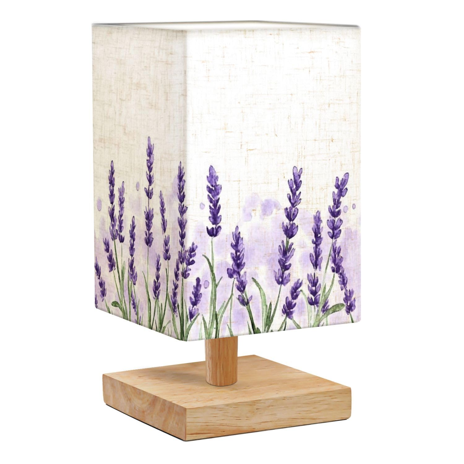 Bedside Desk Lamps, Minimalist lavender floral garden watercolor purple Abstract design flowers Nightstand lamps, Small Table Lamp for Nursery Girls