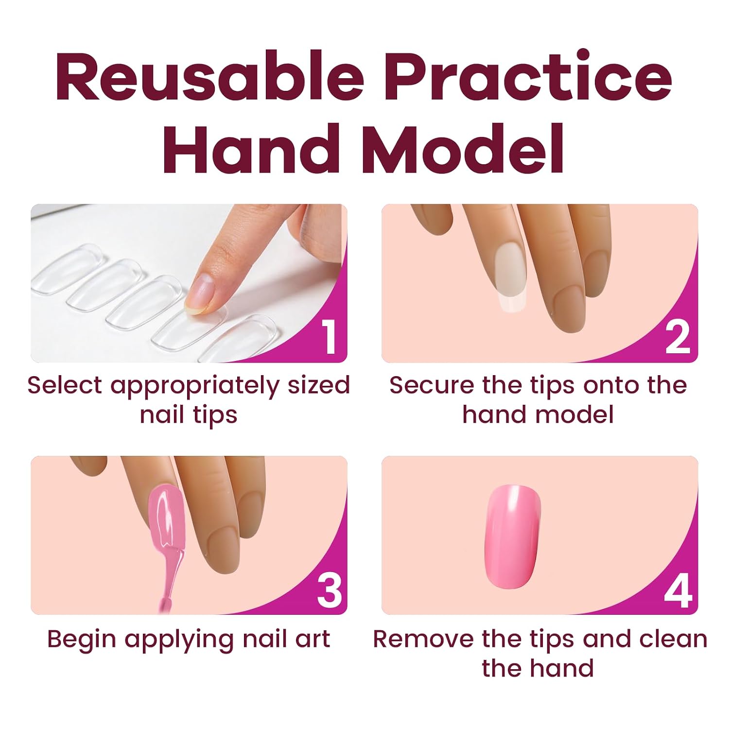 Nail Practice Hand with C-Clamp Bracket for Acrylic Nails, Flexible Bendable Fingers Mannequin Hand for Nail Art Training, Manicure Practice Tool for Beginners Right Hand