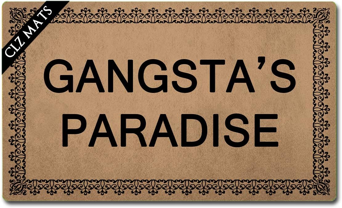 Welcome Mats GANGSTA'S Paradise Doormat Personalized Funny Door mat for Entrance Way Anti-Slip Rubber Doormats for Front Door Kitchen Rugs and Mats 18"(L) x 30"(W)