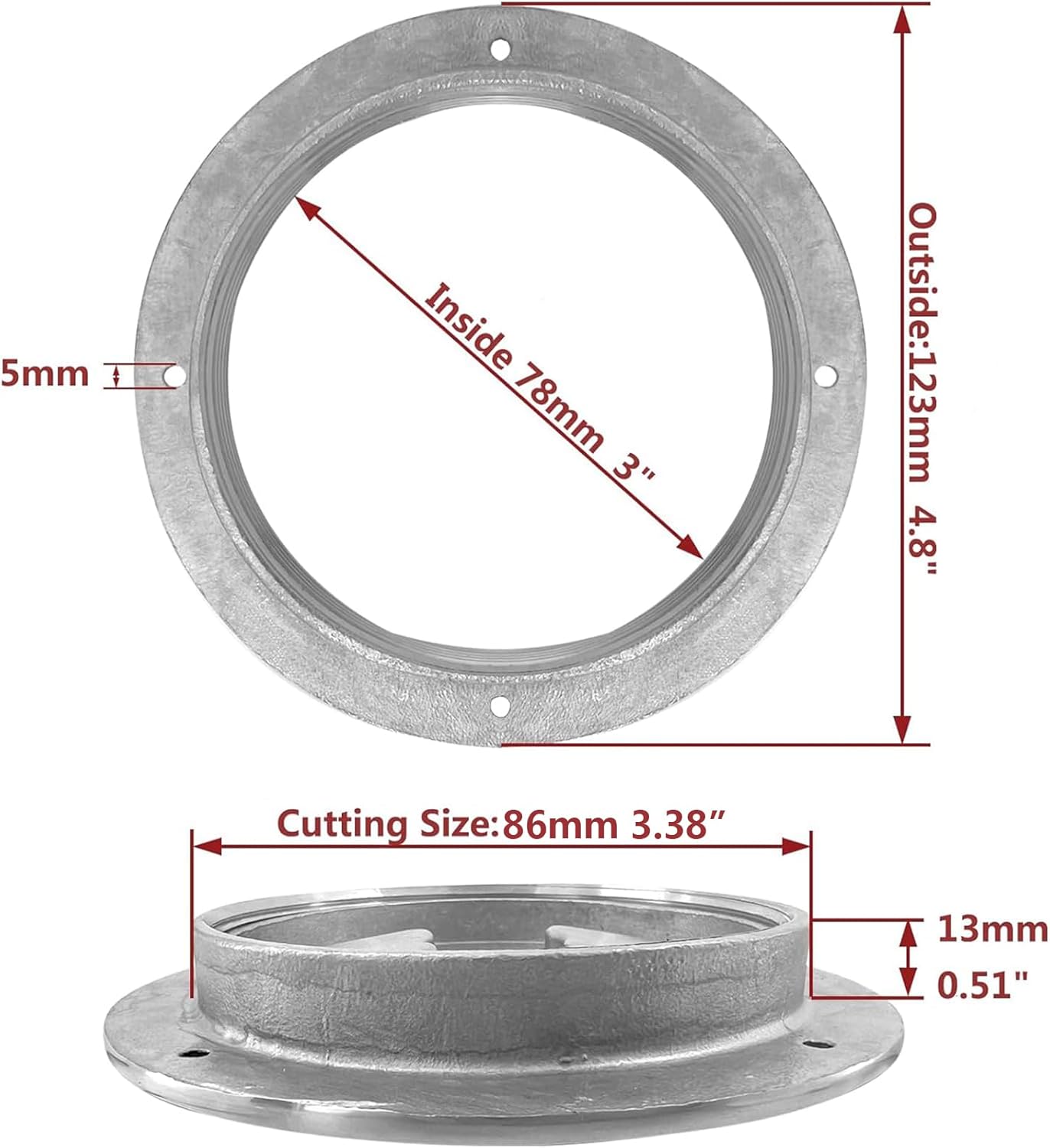 ISURE MARINE 3 inch Hatch 316 Stainless Steel Round Non Slip Inspection Hatch Deck Plate with Detachable Cover for Marine Boat Yacht