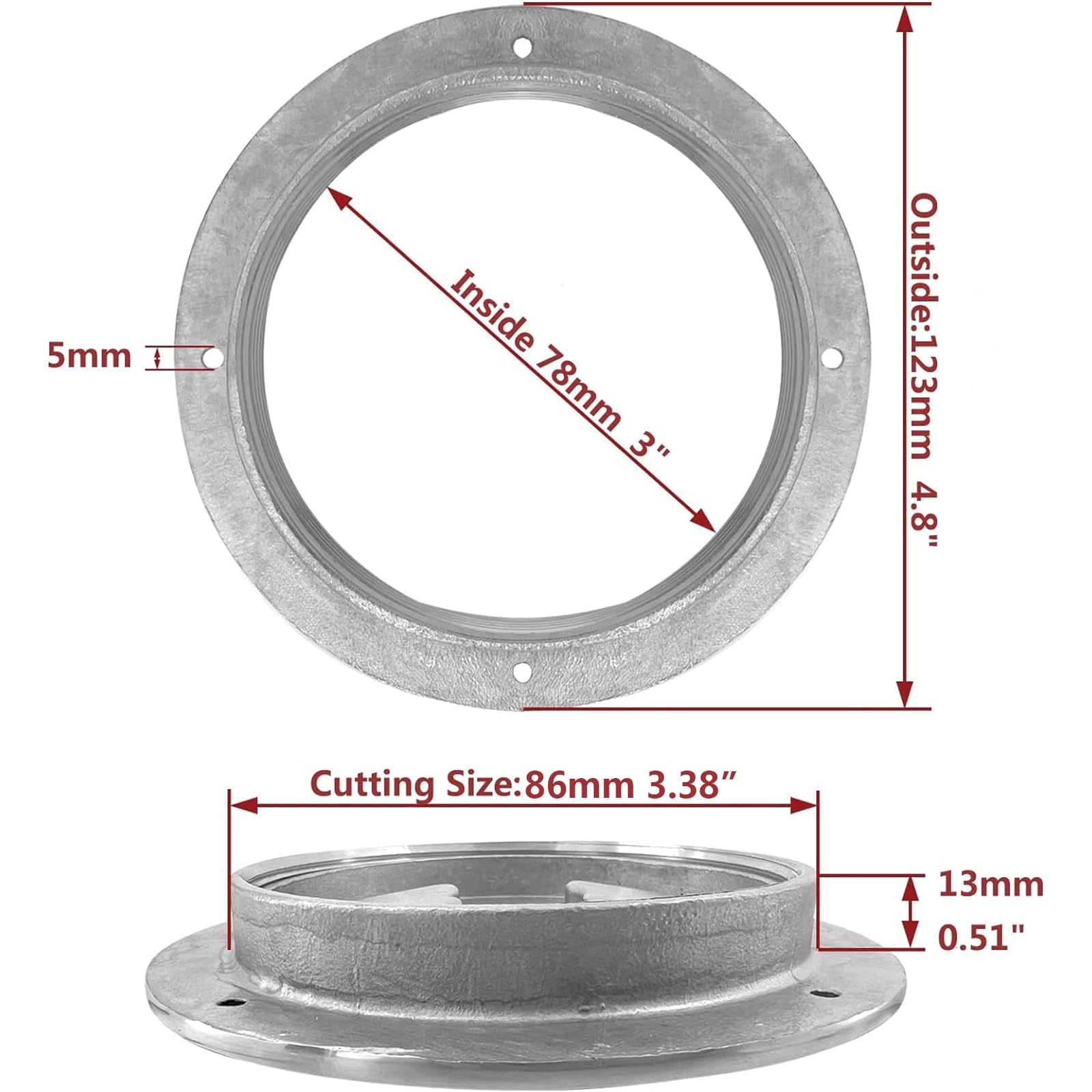 ISURE MARINE 3 inch Hatch 316 Stainless Steel Round Non Slip Inspection Hatch Deck Plate with Detachable Cover for Marine Boat Yacht