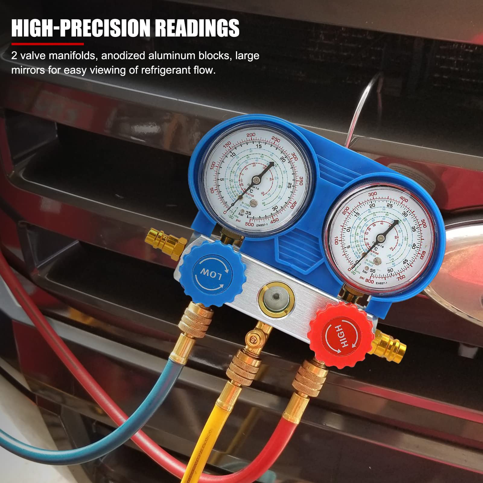 Kit De Diagnostic Climatisation Auto - Manifold Gauges Pour R134A, R22, R410, Tuyaux Colorés