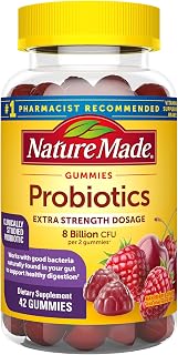 Nature Made Extra Strength Probiotic Gummies 8 Billion CFU - Digestive Health Support for Women & Men, Raspberry Cherry, 42 Count