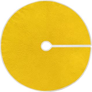 Yellow Christmas Tree Skirt,Velvet Christmas Tree Mat with 3 Tie,Indoor ...