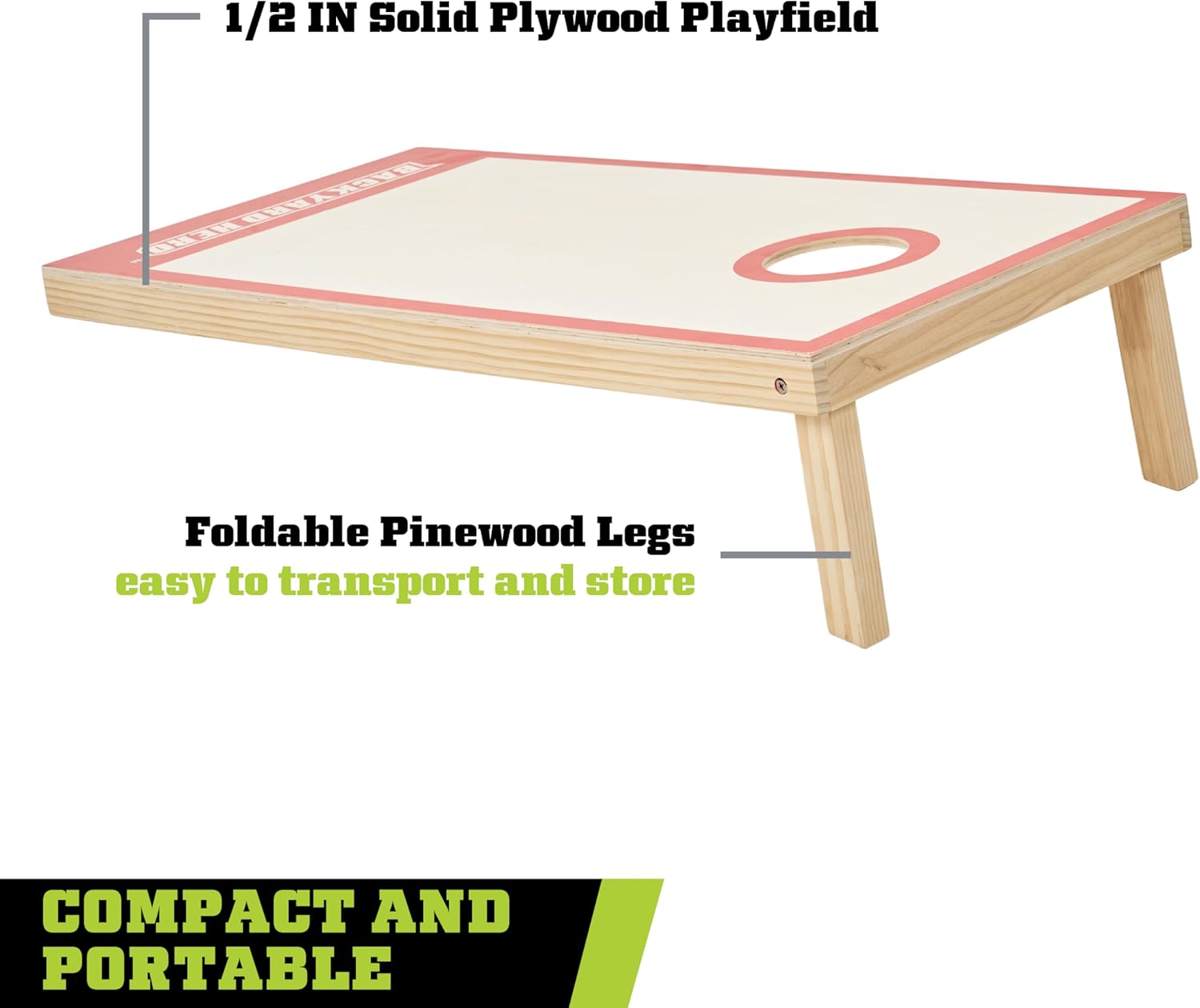 Backyard Hero Cornhole Set 4 ft x 2 ft Solid Wood Regulation Size Boards, 8 ACA Bean Bags, Weather Resistant Canvas Carry Tote