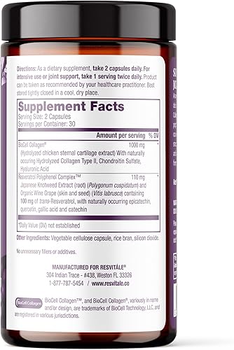 Miniatura 2 de ResVitále Collagen Enhance - Suplemento de belleza con ácido hialurónico y resveratrol - 60 cápsulas