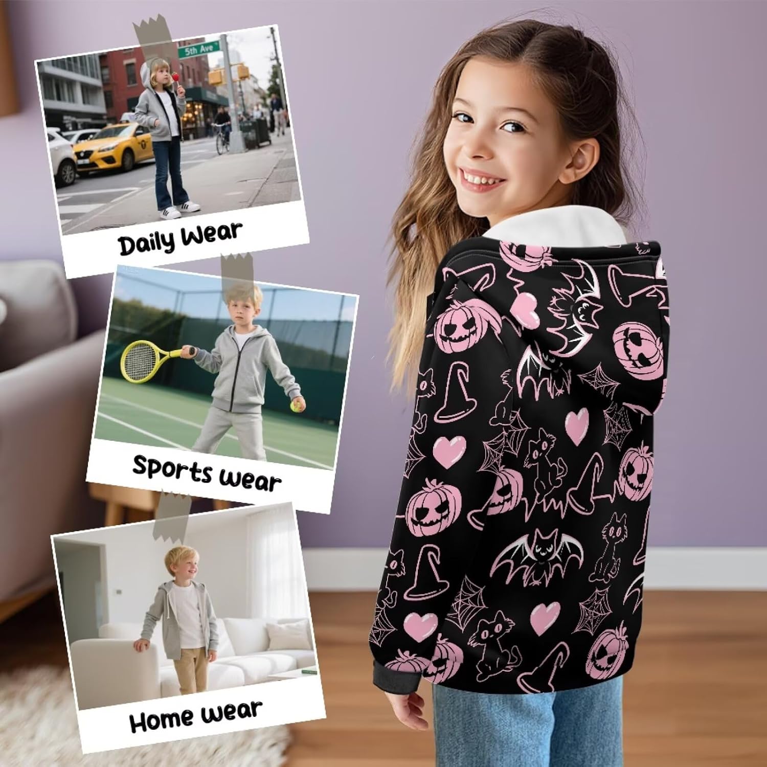 Boys' Sweatshirt Zip-Up Hooded Hoodie Soft Long Sleeve Fleece-lined Cardigan Sweatshirts 6-13 Years