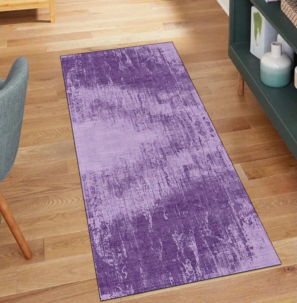 Tapis de couloir lavable antidérapant grand format violet abstrait