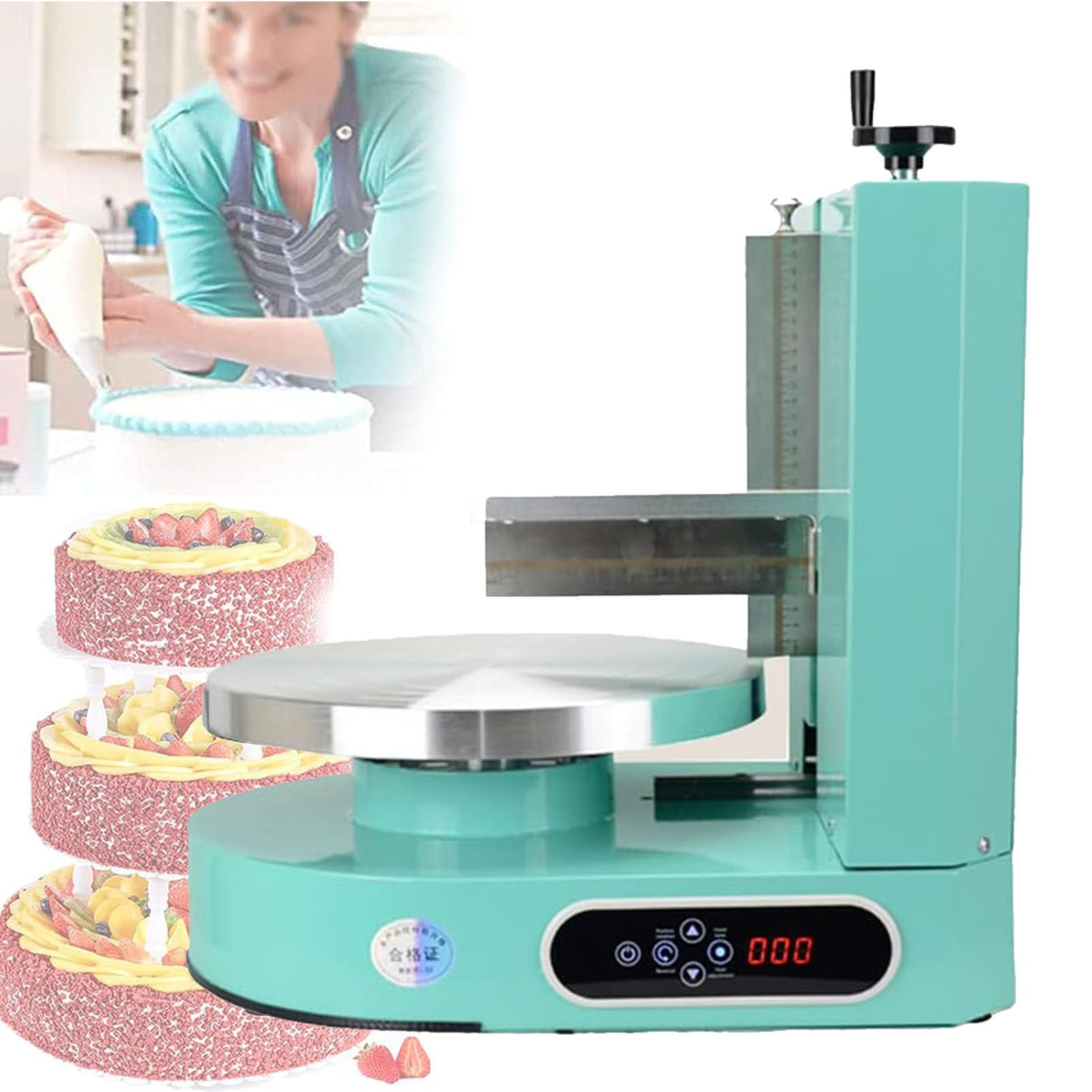 Máquina automática para glaseado de Pasteles, untadora de Crema para Alisar y Cubrir Pasteles de 4 a 12 Pulgadas - Esparcidora eléctrica de Crema para Pasteles de cumpleaños