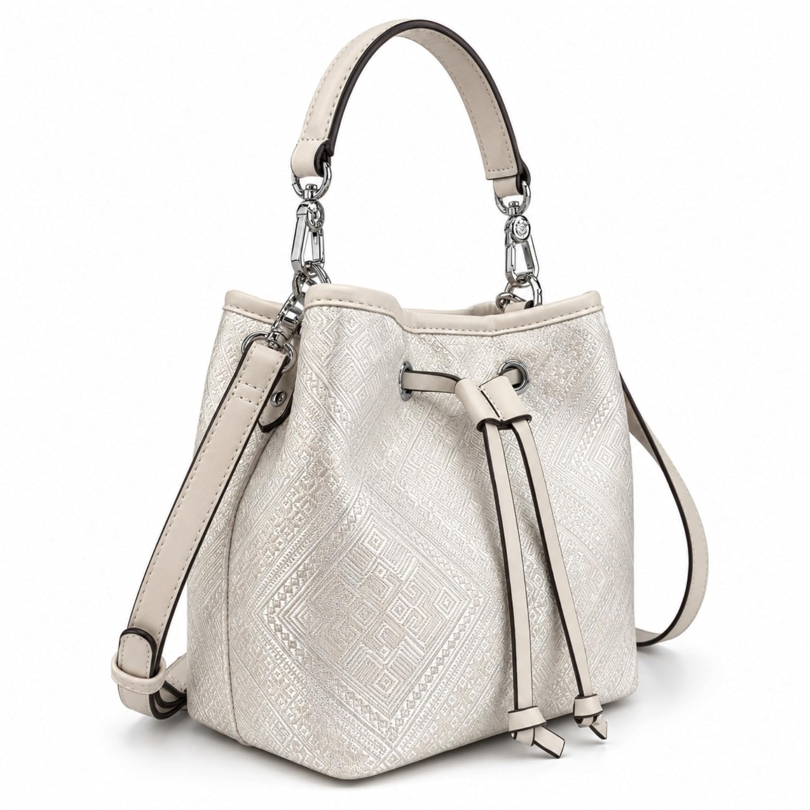 HJDMO Zhuang - Bolso bandolera para mujer, bolso cruzado mediano con cierre de cordón y bolsillo con cremallera, color beige