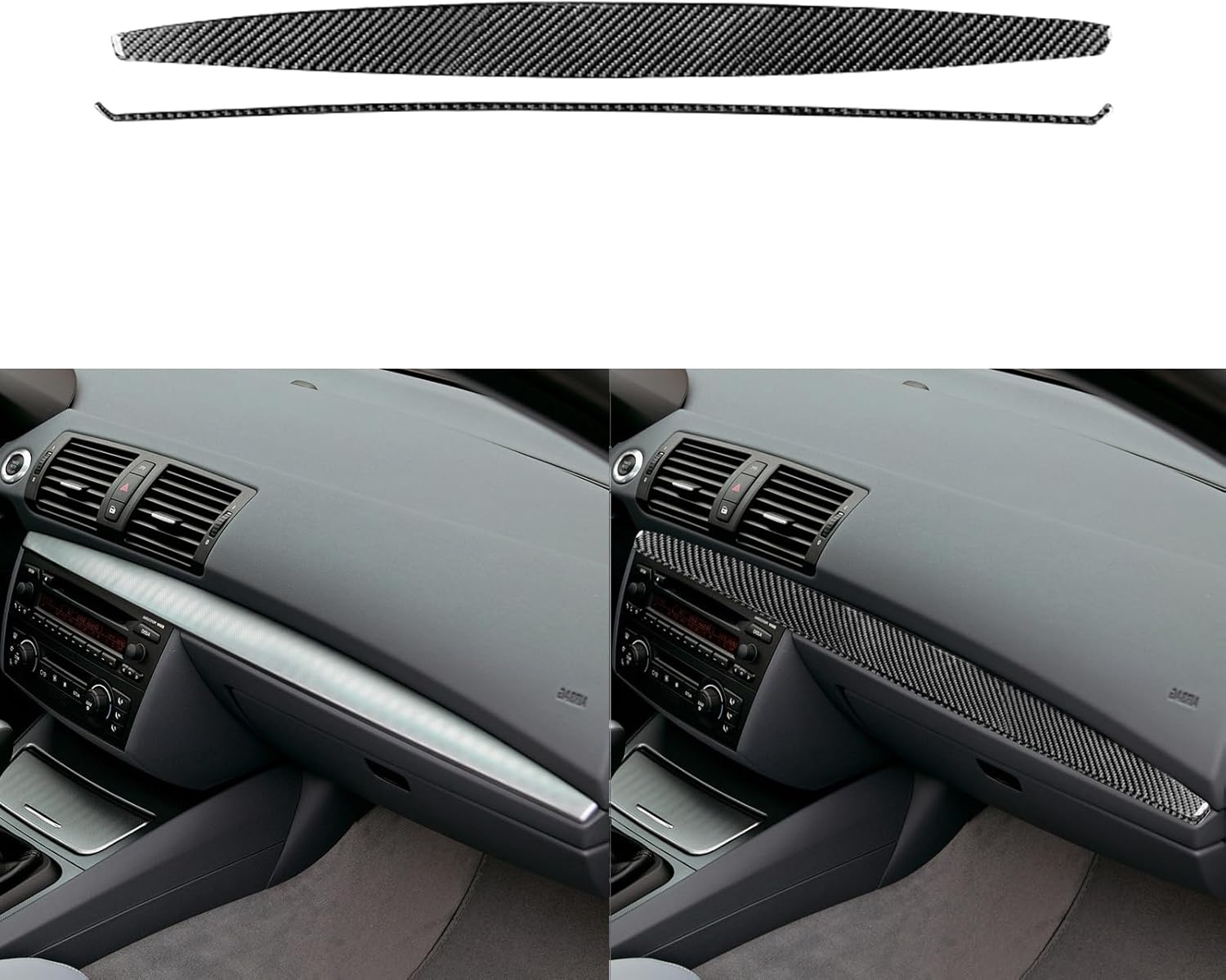 Real Premium Carbon Fiber Sticker Car Co-Pilot Passenger Side Glove Box Above Panel Cover Trim Compatible with BMW 1 Series E81 E82 E87 E88 2008-2013 Auto Interior Accessories Black