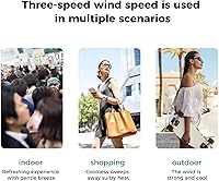 Vista 6 de EMIGOOD Handheld Portable Fan Mini Fan USB Rechargeable Personal Fan Battery Operated Small Fan with 3 Speeds for