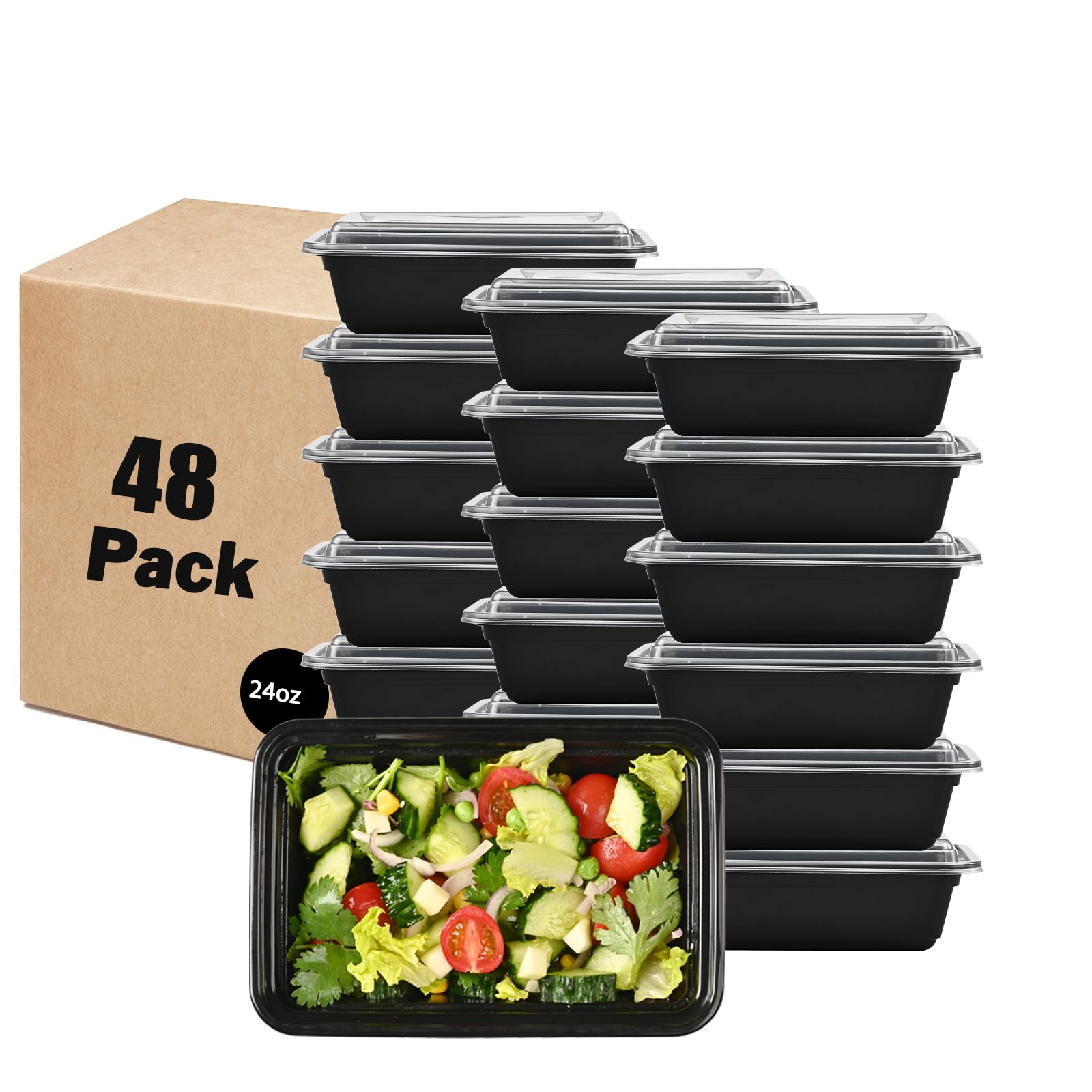 LOKATSE HOME 48 pojemników do przygotowywania posiłków, 680 ml, pudełka Bento na lunch, do zamrażania i mycia w zmywarce, z tworzywa sztucznego