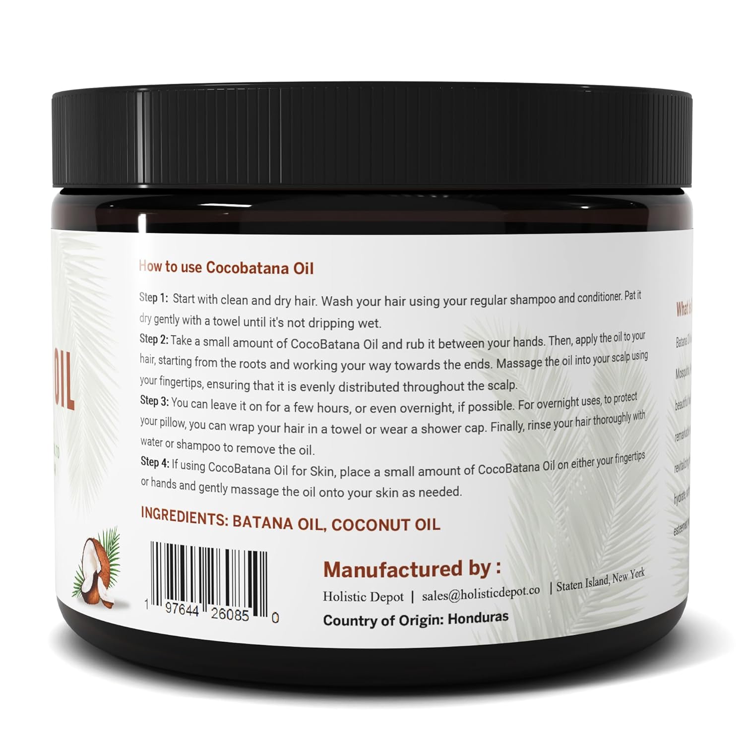 CocoBatana Oil 16 Oz (454G) Batana Oil Enriched with Coconut Oil to Support Hair Growth and Encourage Beautiful Skin